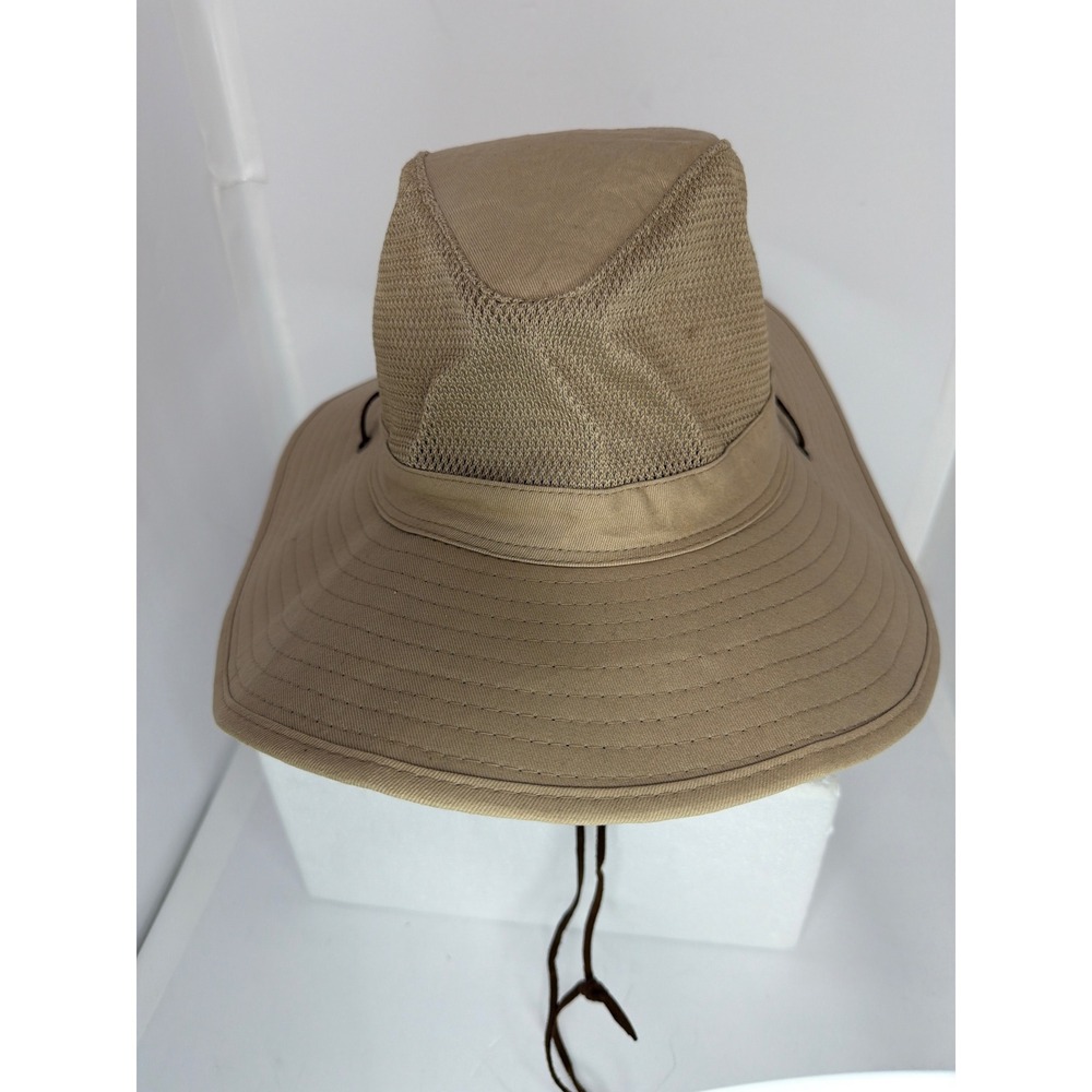 Gold Coast Sunwear Mens Tan Mesh Safari Sun Hat Wide Brim Adjustable Strap